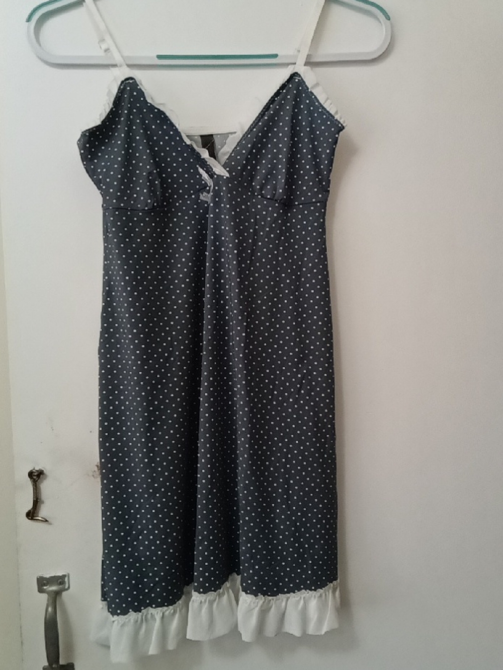 MARILYN MONROE Women’s Polka Dot Slip Nightdress - Gray with Cream Trim